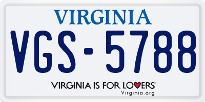 VA license plate VGS5788