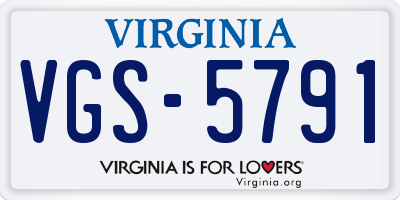 VA license plate VGS5791