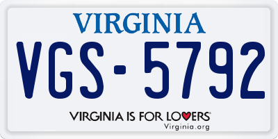 VA license plate VGS5792