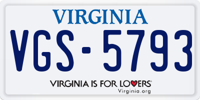 VA license plate VGS5793