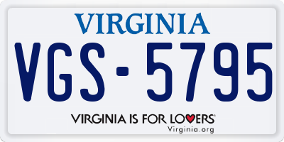 VA license plate VGS5795