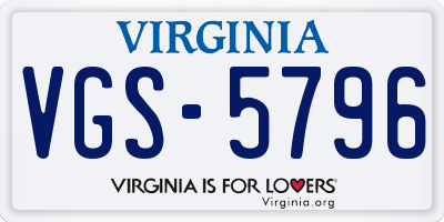 VA license plate VGS5796