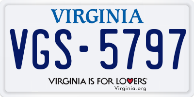VA license plate VGS5797