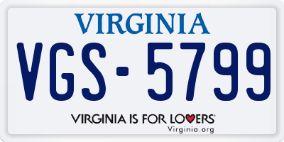 VA license plate VGS5799