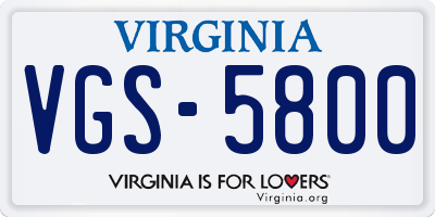 VA license plate VGS5800