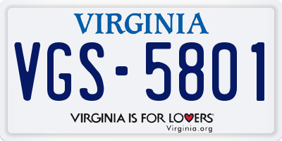 VA license plate VGS5801