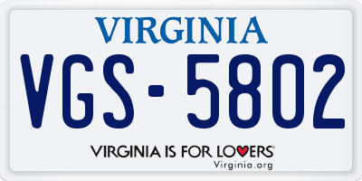 VA license plate VGS5802