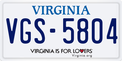 VA license plate VGS5804