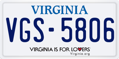 VA license plate VGS5806
