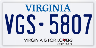 VA license plate VGS5807