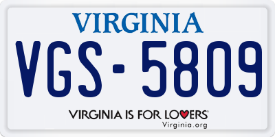 VA license plate VGS5809