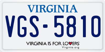 VA license plate VGS5810
