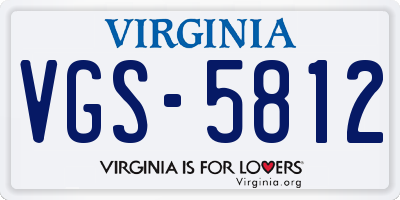 VA license plate VGS5812