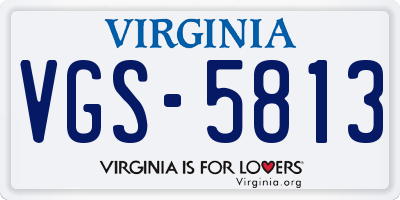 VA license plate VGS5813