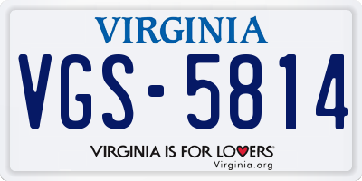 VA license plate VGS5814