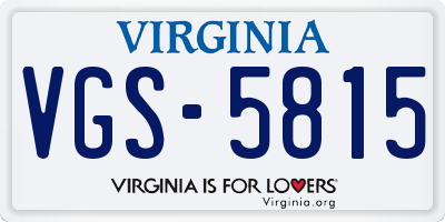VA license plate VGS5815