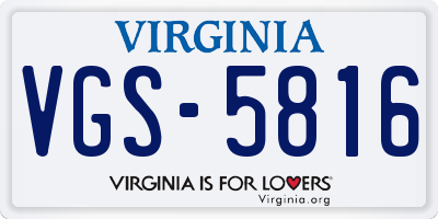 VA license plate VGS5816