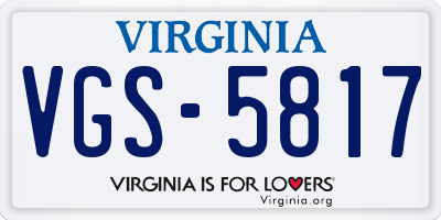 VA license plate VGS5817
