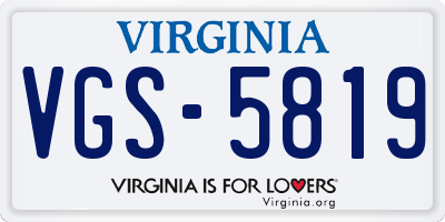VA license plate VGS5819
