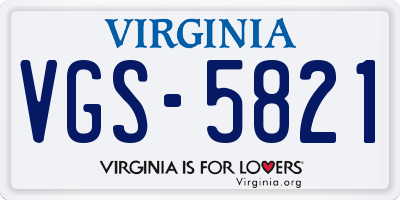 VA license plate VGS5821