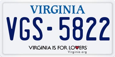 VA license plate VGS5822