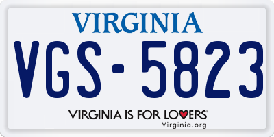 VA license plate VGS5823
