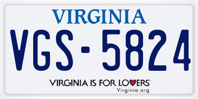 VA license plate VGS5824