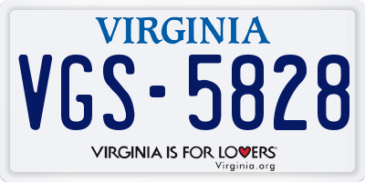 VA license plate VGS5828