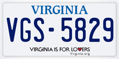 VA license plate VGS5829