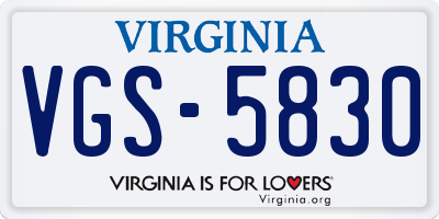 VA license plate VGS5830
