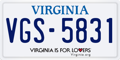 VA license plate VGS5831