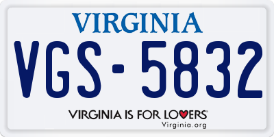 VA license plate VGS5832