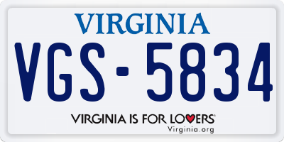 VA license plate VGS5834