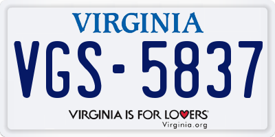 VA license plate VGS5837