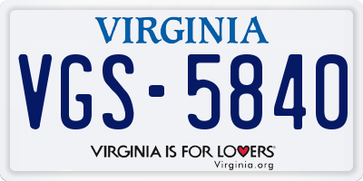 VA license plate VGS5840