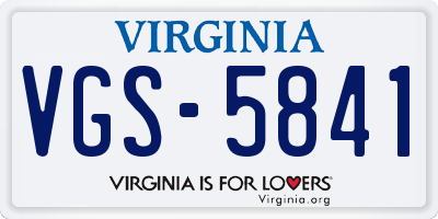 VA license plate VGS5841