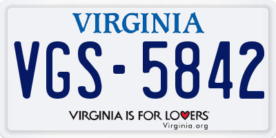 VA license plate VGS5842