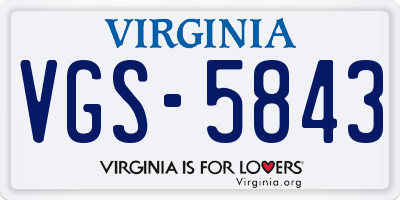 VA license plate VGS5843