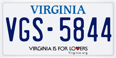 VA license plate VGS5844