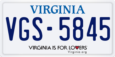 VA license plate VGS5845