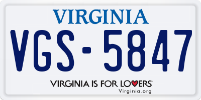VA license plate VGS5847