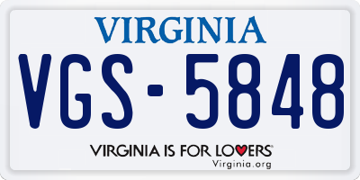 VA license plate VGS5848
