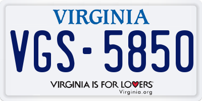 VA license plate VGS5850