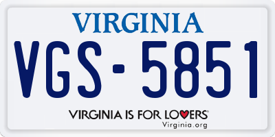 VA license plate VGS5851