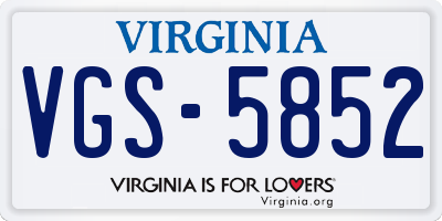 VA license plate VGS5852
