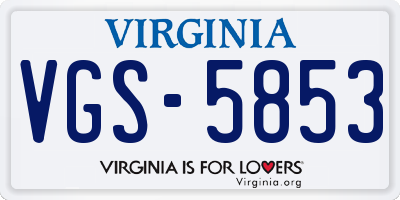 VA license plate VGS5853