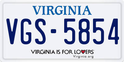 VA license plate VGS5854