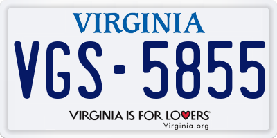 VA license plate VGS5855