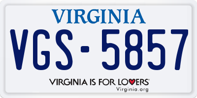 VA license plate VGS5857
