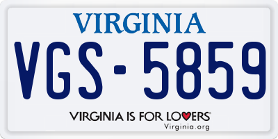 VA license plate VGS5859